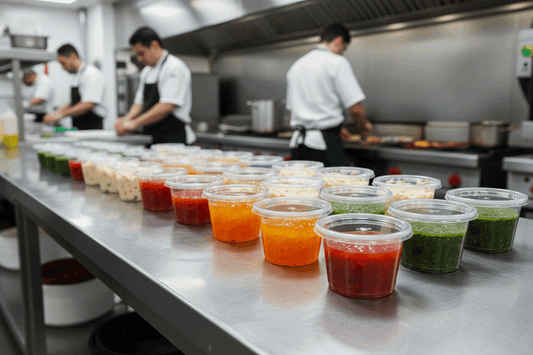 4oz Fusion containers with multiple sauces and sides