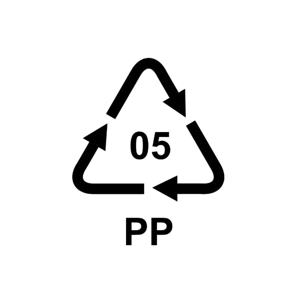 Polypropylene symbol with the number 05 and 'PP' text on a white background