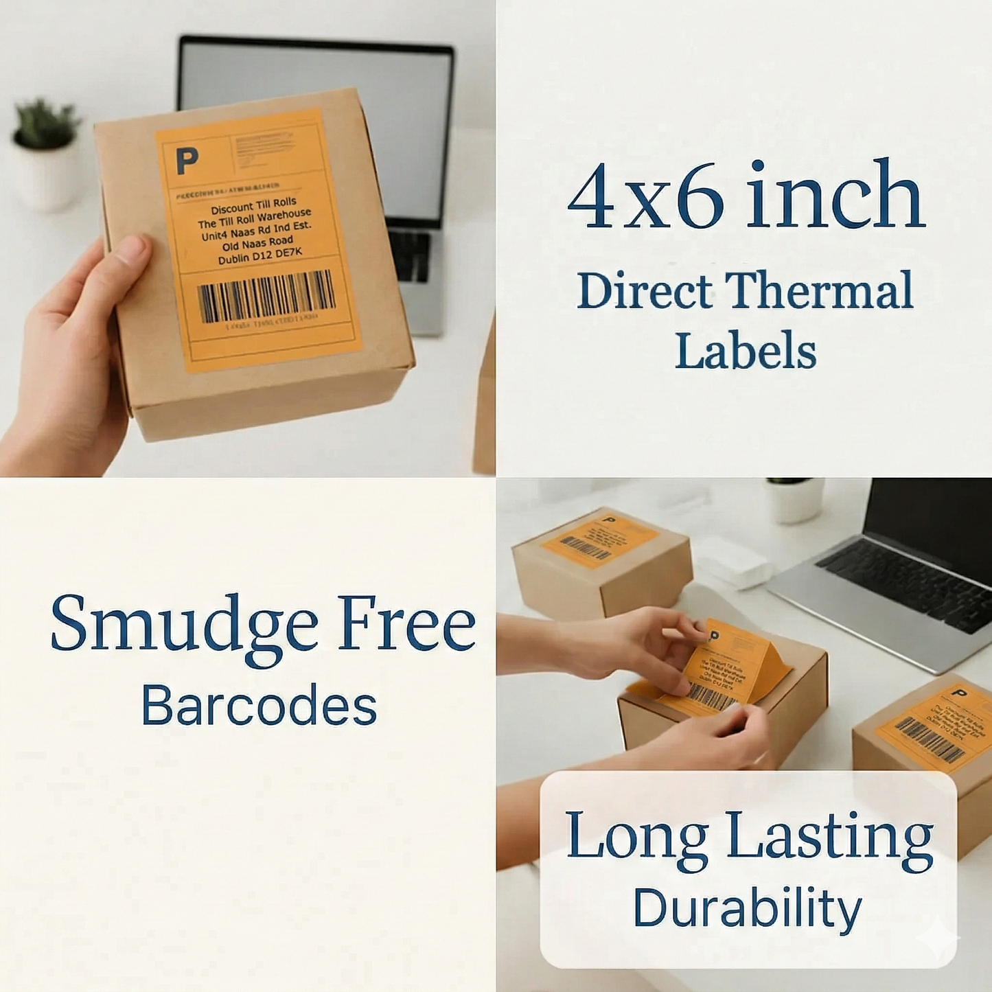 Orange Shipping Labels 102×152mm | Zebra Compatible | Colour-Coded Courier Labels Ireland