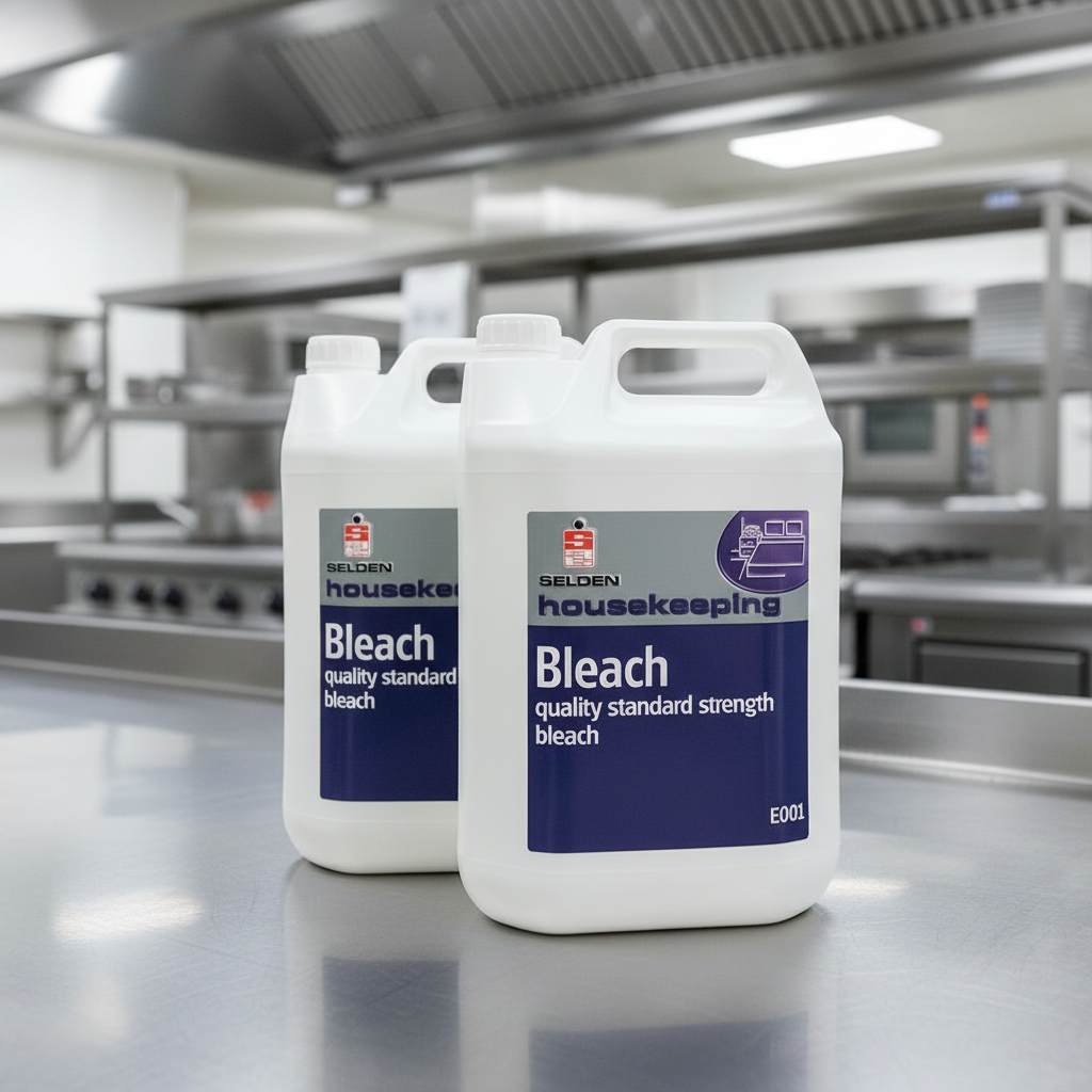 Selden Bleach on Stainless Steel Kitchen Table