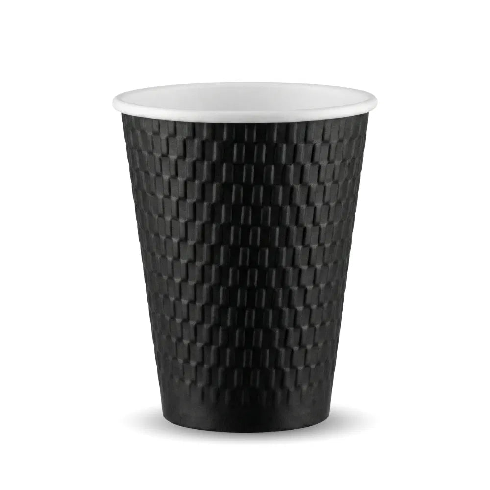 12oz black embossed double wall paper coffee cups