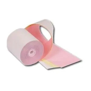 3 ply white, pink and yellow carbonless till rolls
