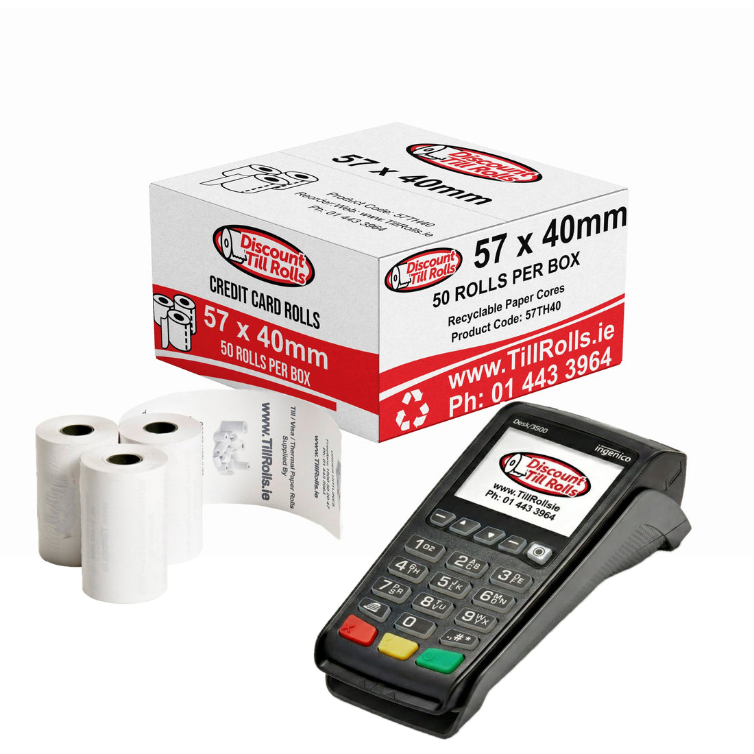 Box of 57x40mm credit card rolls