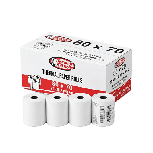 Box of 80x70mm thermal till rolls