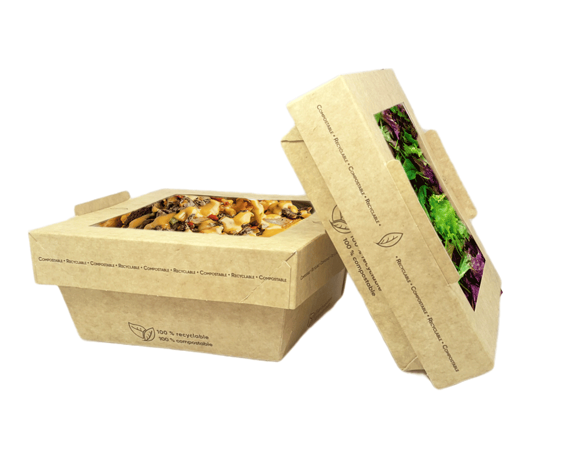 Compostable paper food boxes and lids