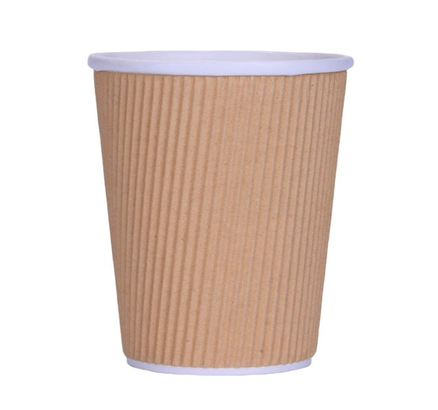 8oz Kraft Triple Ripple Double Wall Cups | Kraft Triple Ripple Takeaway Cup