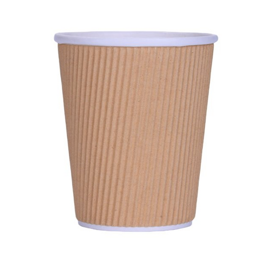 8oz Kraft Triple Ripple Double Wall Cups | Kraft Triple Ripple Takeaway Cup