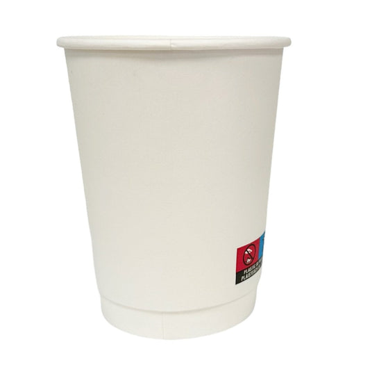 12oz Coffee Cups – Matte White, Double Wall, 500 Pack
