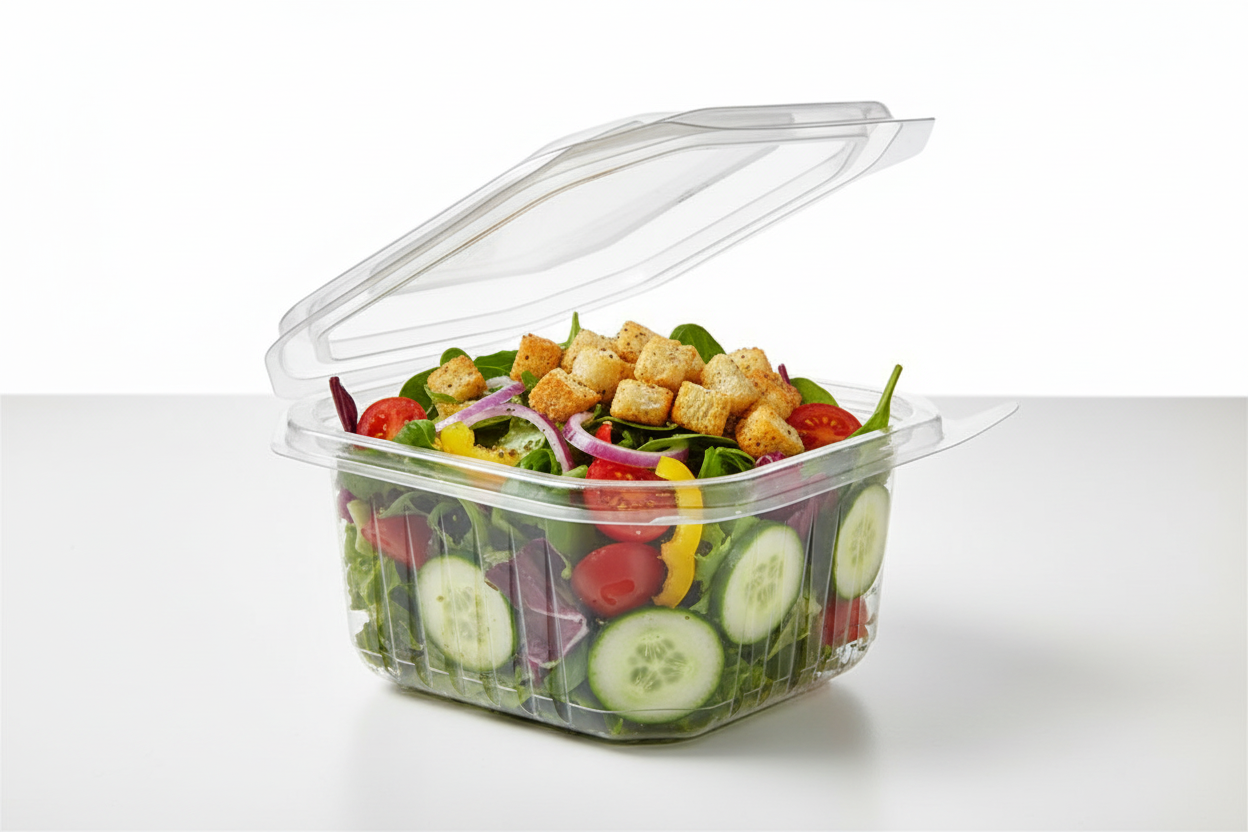 1000cc Octobox Hinged Salad Container with fresh salad