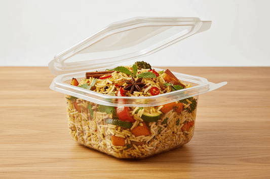 1000cc Octobox Hinged Salad Container with rice dish