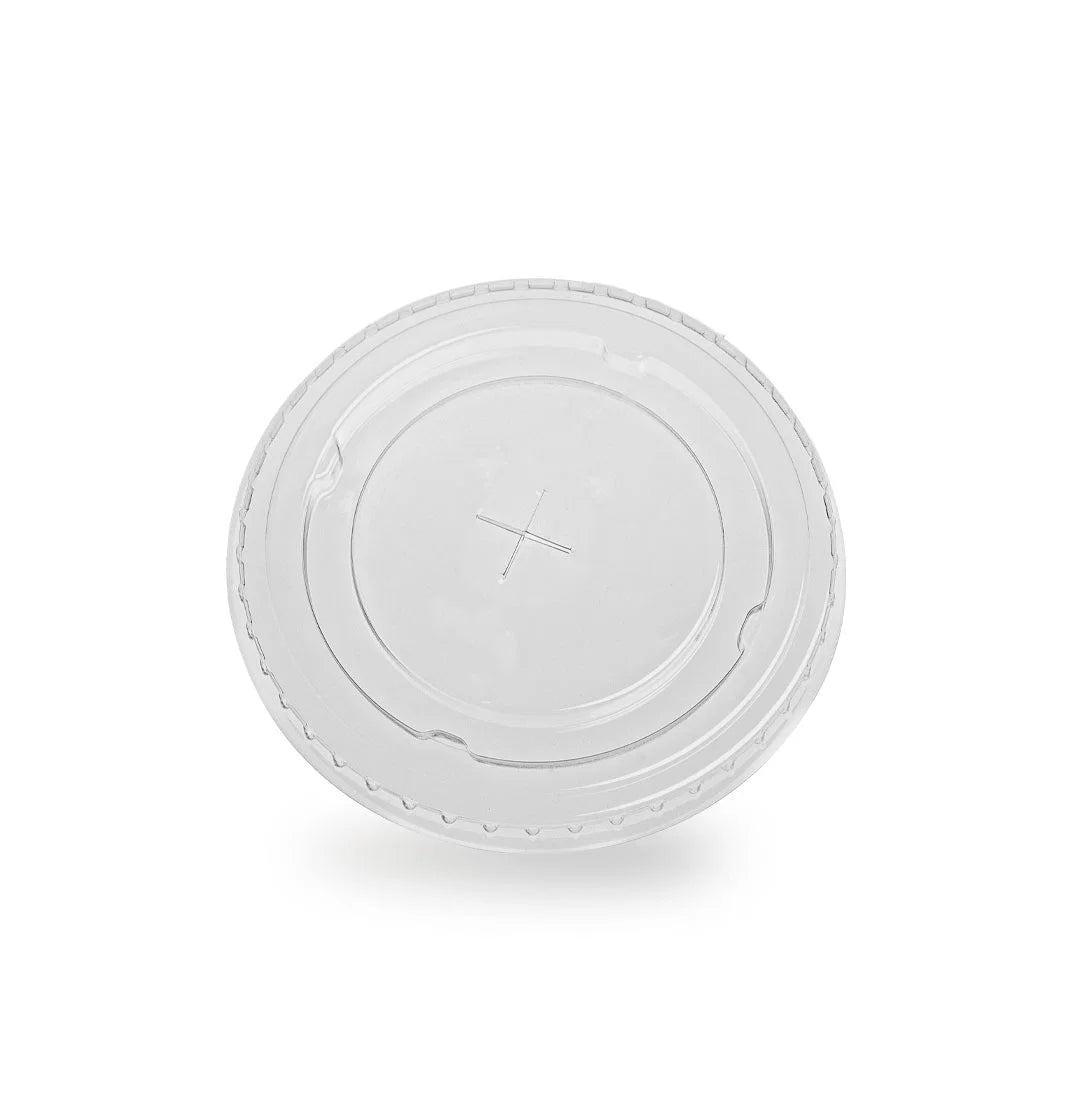 95mm rPET Flat Lid with Straw Slot | Fits 12oz & 16oz Juice Cups | Case of 1,000