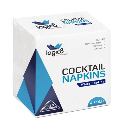 Logic8 White Cocktail Napkins - Premium Elegance