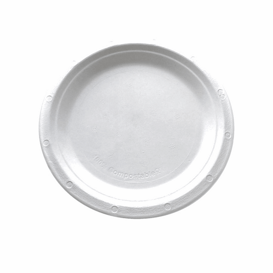 7 inch Bagasse Compostable Round Plate - Eco-friendly Disposable Dinnerware