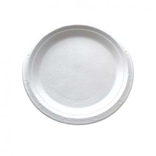 7 inch Bagasse Compostable Round Plate - Eco-friendly Disposable Dinnerware