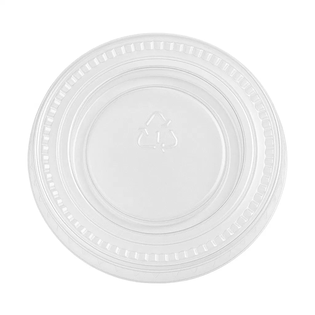 120046 - Clear plastic lid with a recycling symbol on a white background