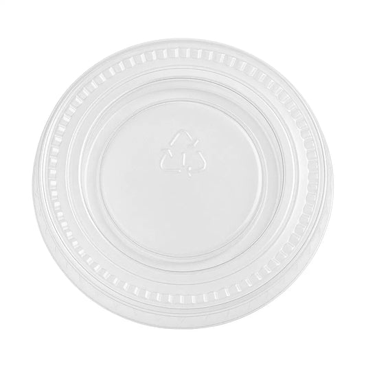 120046 - Clear plastic lid with a recycling symbol on a white background