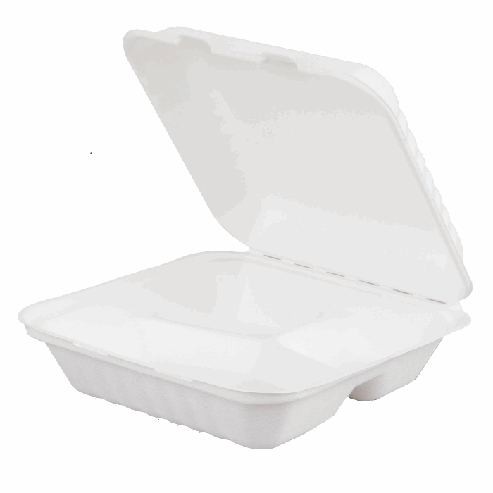 Eco-Friendly 8" 3 Compartment Meal Box | Compostable, Microwaveable & Freezable