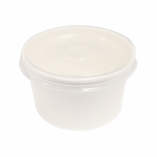 120163 -  2oz white paper portion pots for hot curry sauce and dips