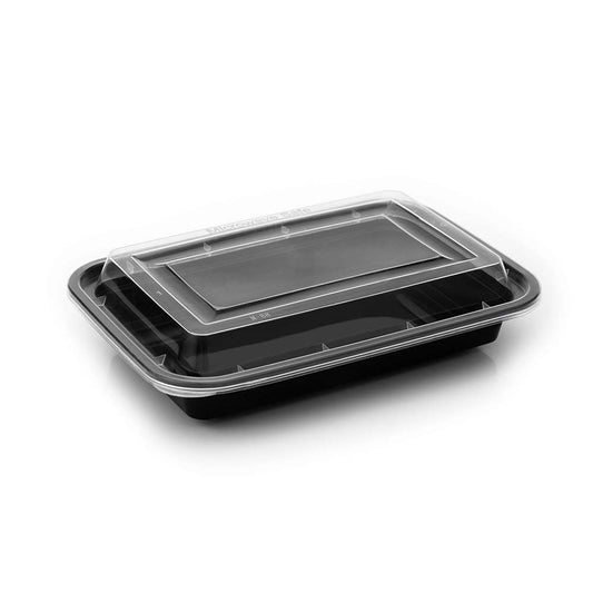 Onyx 16oz black microwaveable food container Ireland - Black Base, Clear Lid, 150 Pack