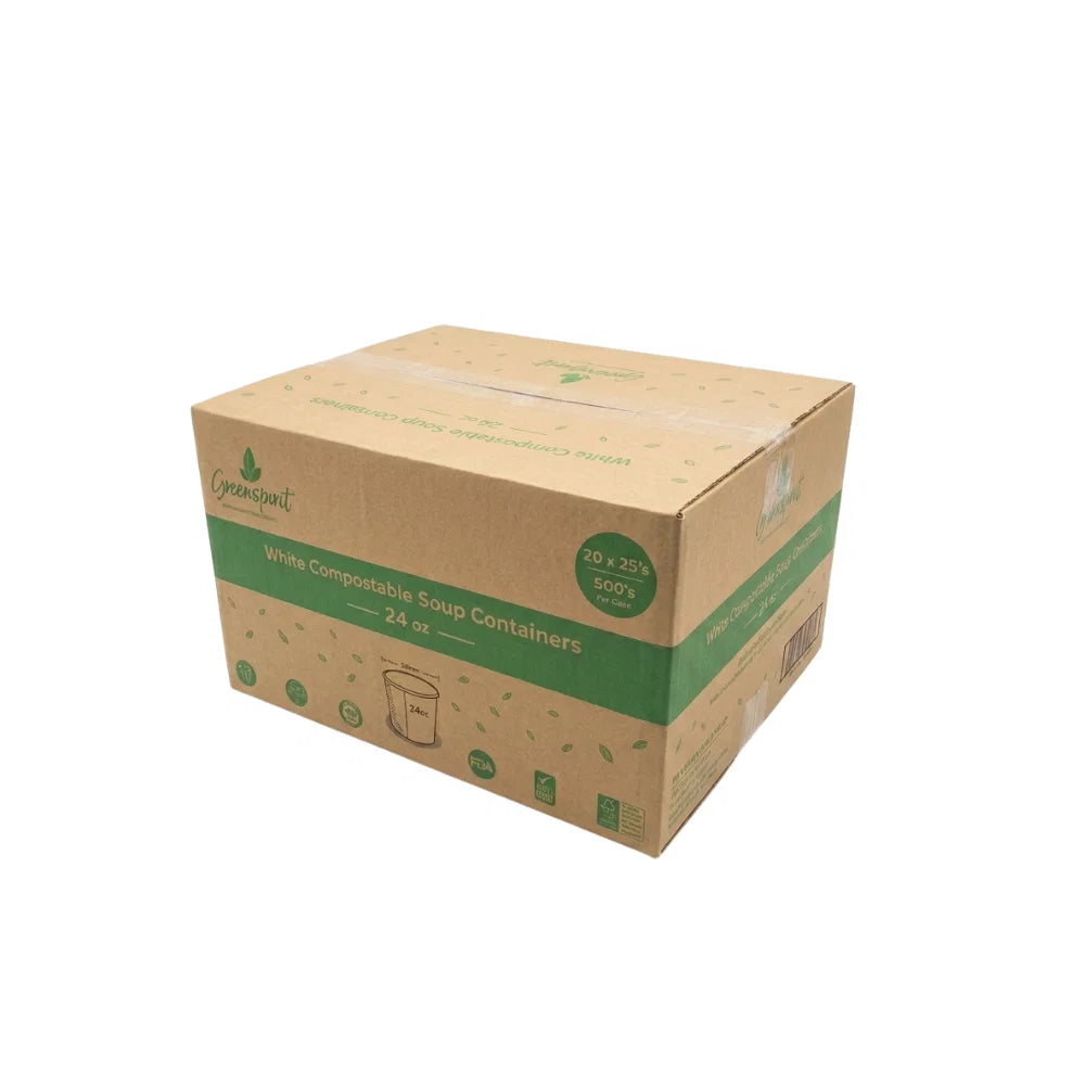 24oz Compostable Soup Containers (500 Pack) | Greenspirit CS2 | Free Delivery Ireland