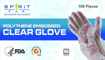 Medium Poly gloves clear embossed PE box