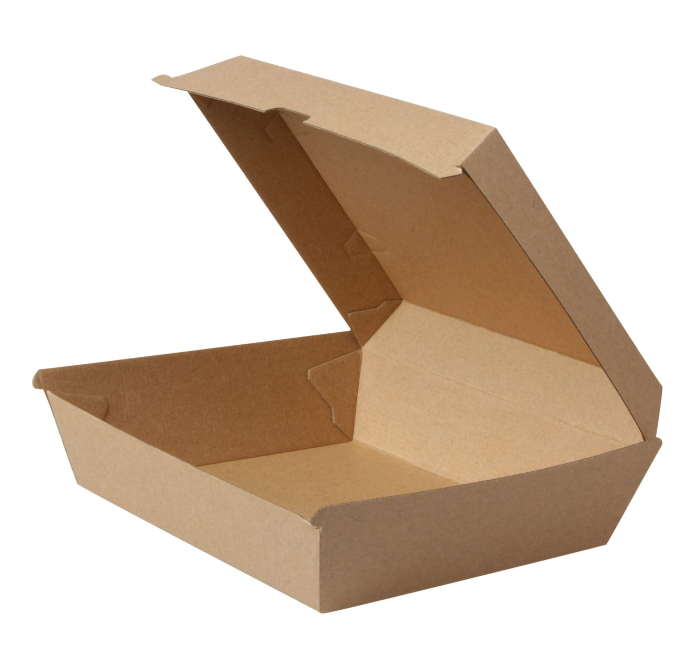 Brown #12 Kraft Clamshell Menu Box (HP4) box on a white background