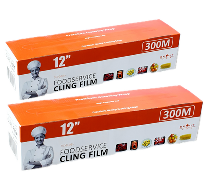 12" Catering Cling Film 300m – 6 Rolls Per Case | Bulk Cling Film for Irish Kitchens