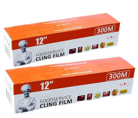 12" Catering Cling Film 300m – 6 Rolls Per Case | Bulk Cling Film for Irish Kitchens