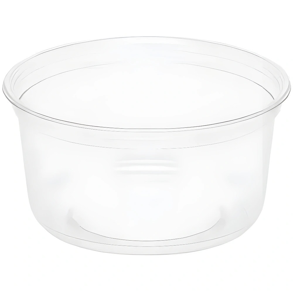 Clear plastic 12oz Clear Round RPET Açaí Bowl Container on a white background