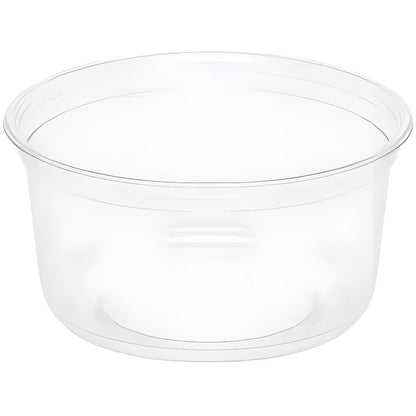 Clear plastic 12oz Clear Round RPET Açaí Bowl Container on a white background