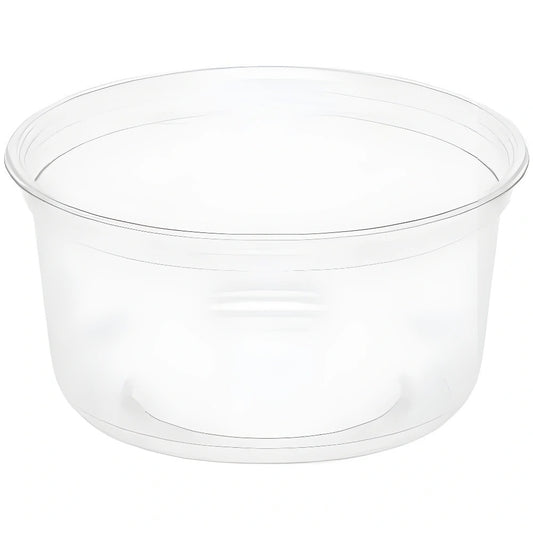 Clear plastic 12oz Clear Round RPET Açaí Bowl Container on a white background