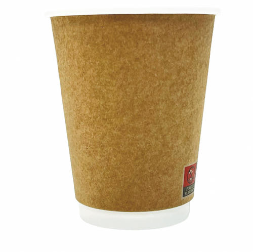 12oz Kraft Matt Double Wall PE Cups (500 Cups)