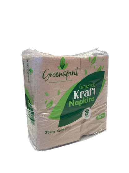 Eco-Friendly 33cm Kraft Napkins – 20x100's, Free Ireland Delivery