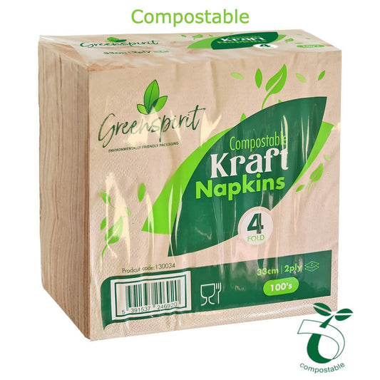 Eco-Friendly 40cm Kraft Napkins – 20x100's, Free Ireland Delivery