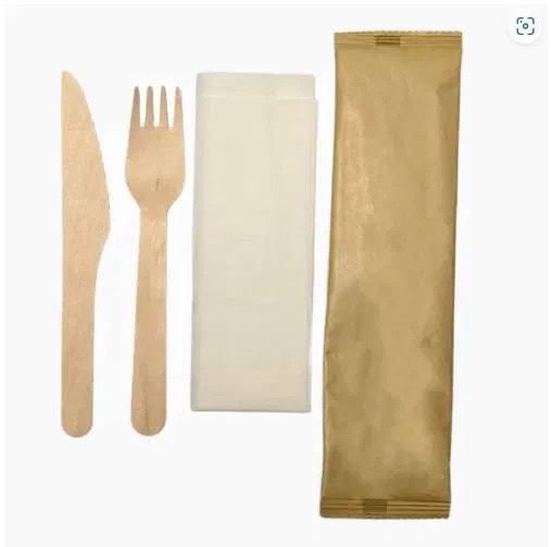 3 in 1 Wooden Cutlery Set – Fork, Knife & Napkin Ireland