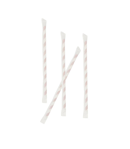 Eco-Friendly Red & White 3-Ply Paper Straws Wrapped   