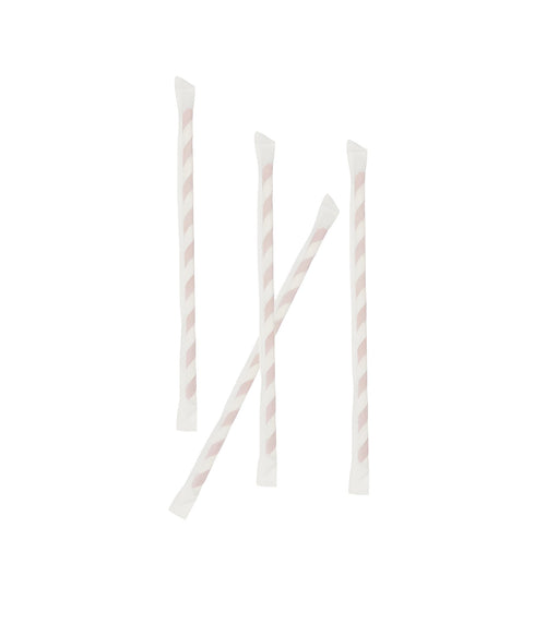 Red & White Paper Straws Ireland | 3-Ply Individually Wrapped | 197mm × 6mm | 4,800 Per Case