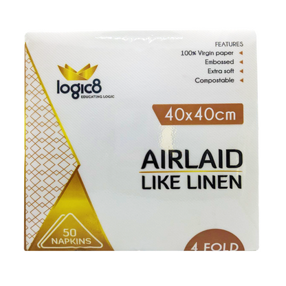 Logic8 40cm Airlaid 4Fold 2ply Napkins 8 fold