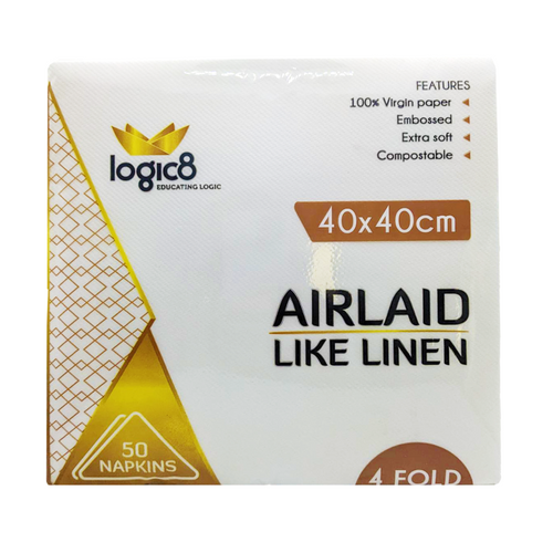 Logic8 40cm Airlaid 4fold White Napkin | 500 Pack | FREE Ireland Delivery