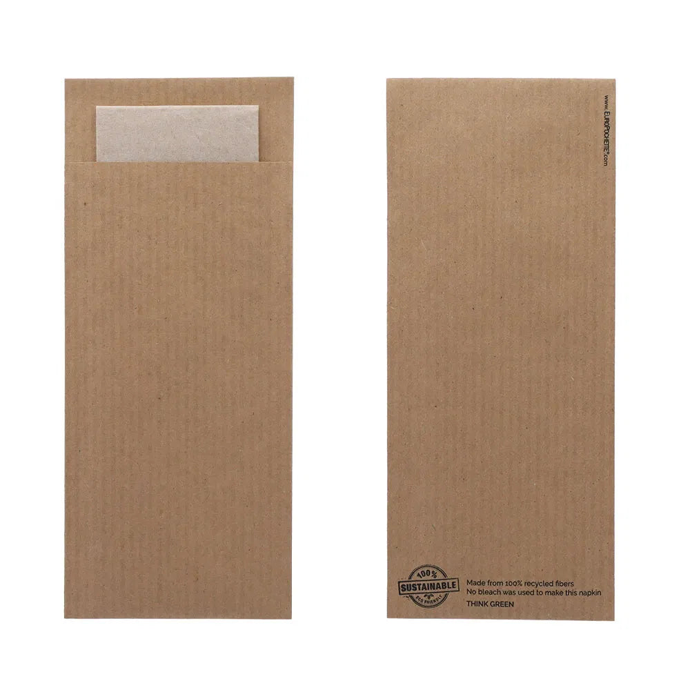 Kraft Cutlery Pouch & Napkin | 500 Pack | FREE Ireland Delivery