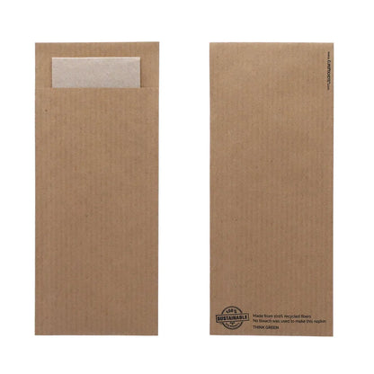 Kraft Cutlery Pouch & Napkin | 500 Pack | FREE Ireland Delivery