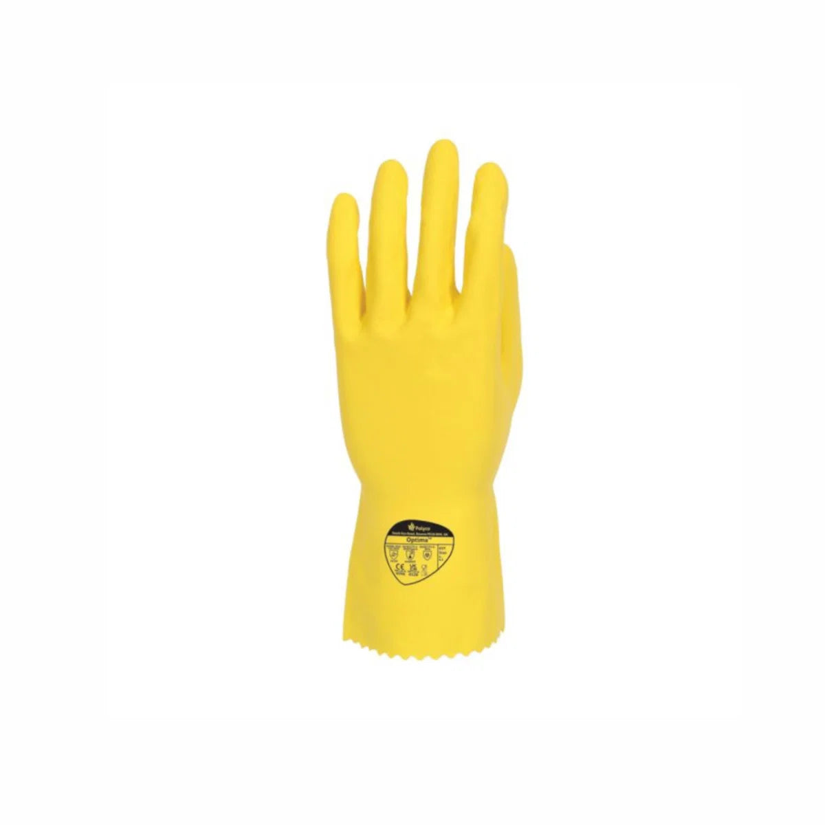 A single bright Durable Household Yellow Rubber Glove shown against a plain white background.
