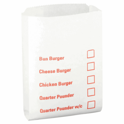 Burger Bag With Tick |  Greaseproof Hamburger Bags | Greaseproof Burger Bags