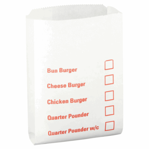 Tick-Box Burger Bags | Greaseproof Paper Bags with Menu Ireland (1000/Case)