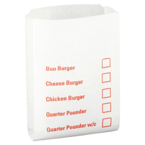 Burger Bag With Tick |  Greaseproof Hamburger Bags | Greaseproof Burger Bags