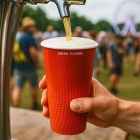 20oz Spiritpak Red Paper Party Cup | 568ml Pint | 500 Pack | FREE Ireland Delivery