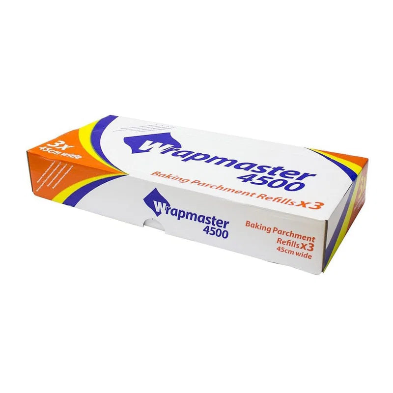 Box of Wrapmaster 4500 baking parchment refills on a white background