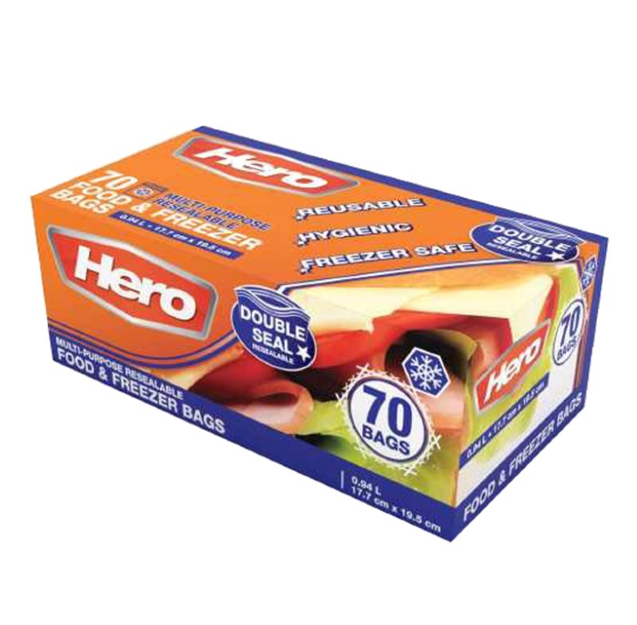 Hero Double Seal 1L Bags - Perfect Food & Freezer Storage