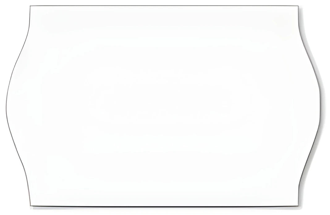 Blank white 26mm x 16mm 2 line price gun label with wavy edges