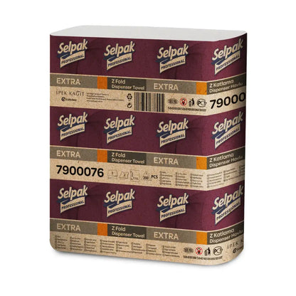 2ply Selpak Zfold White Hand Towels  professional paper towel package on a white background